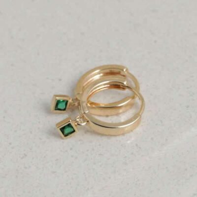 Love Shouts Emerald Crystal Plain Hoops