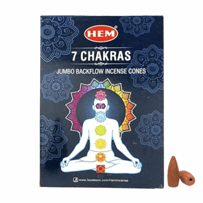 HEM 7 Chakra Jumbo Backflow Cones Pack of 20