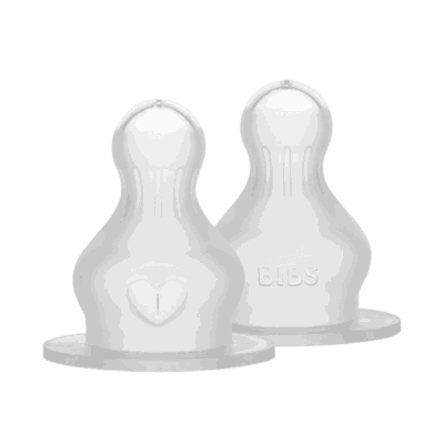 Bibs Bottle Nipple Silicone 2 Pack - Medium Flow (2+ Months)