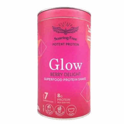 Soaring Free Potent Protein Shake GLOW Berry Delight 250g