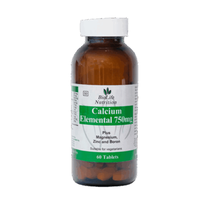 BioLife Calcium Elemental 750g 60 Tablets