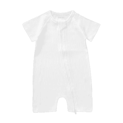 Boki Organic Rib Summer Zipsuit - Ivory 3-6 Months
