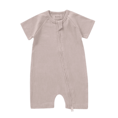 Boki Organic Rib Summer Zipsuit - Oatmeal 6-12 Months