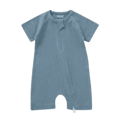 Boki Organic Rib Summer Zipsuit - Cloudy Sky 3-6 Months