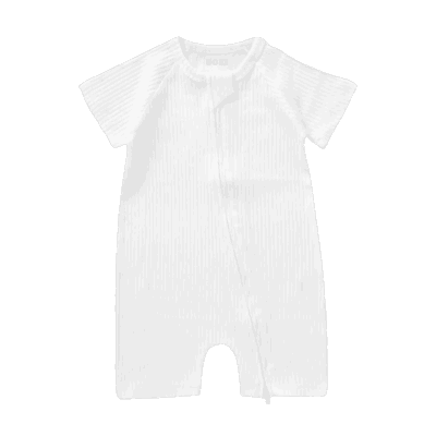 Boki Organic Ribbed Summer Zipsuit - White 12-18 Months