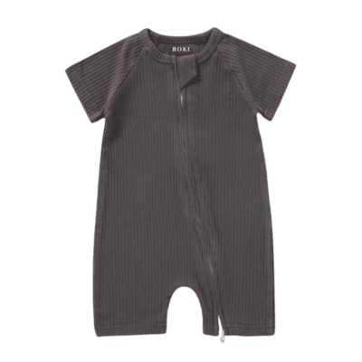 Boki Organic Zipsuit - Charcoal 6-12 Months