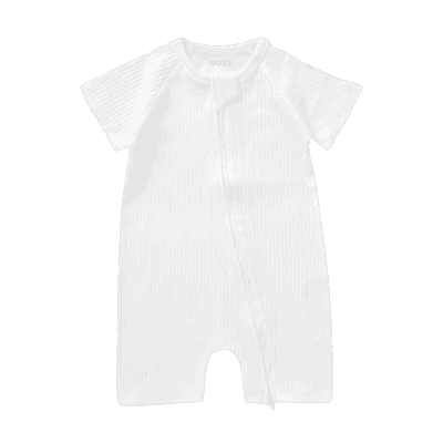 Boki Organic Rib Summer Zipsuit - Ivory 6-12 Months