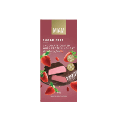 Miam Chocolate Coated Whey Protein Nougat Bites Strawberry 50g