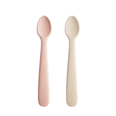 Mushie Silicone Feeding Spoons - Blush/Shifting Sand