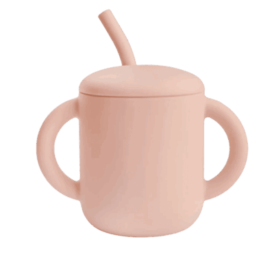 Mushie Silicone Training Cup + Straw - Blush