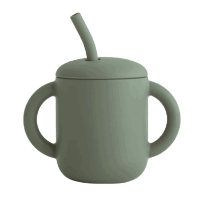Mushie Silicone Training Cup + Straw - Dried Thyme