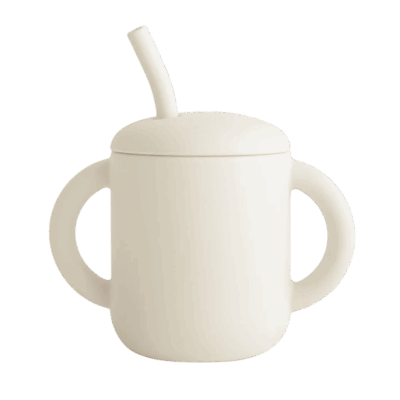 Mushie Silicone Training Cup + Straw - Ivory