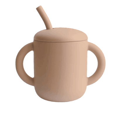 Mushie Silicone Training Cup + Straw - Natural