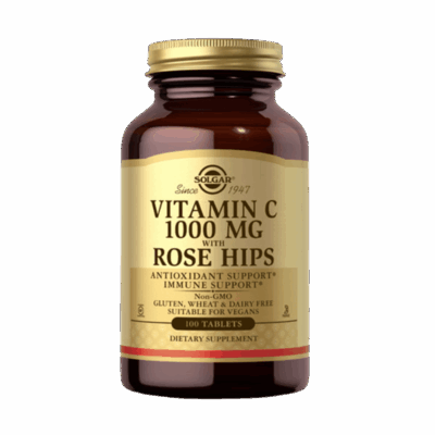 Solgar Vitamin C 1000mg + Rose Hips 100 Tablets