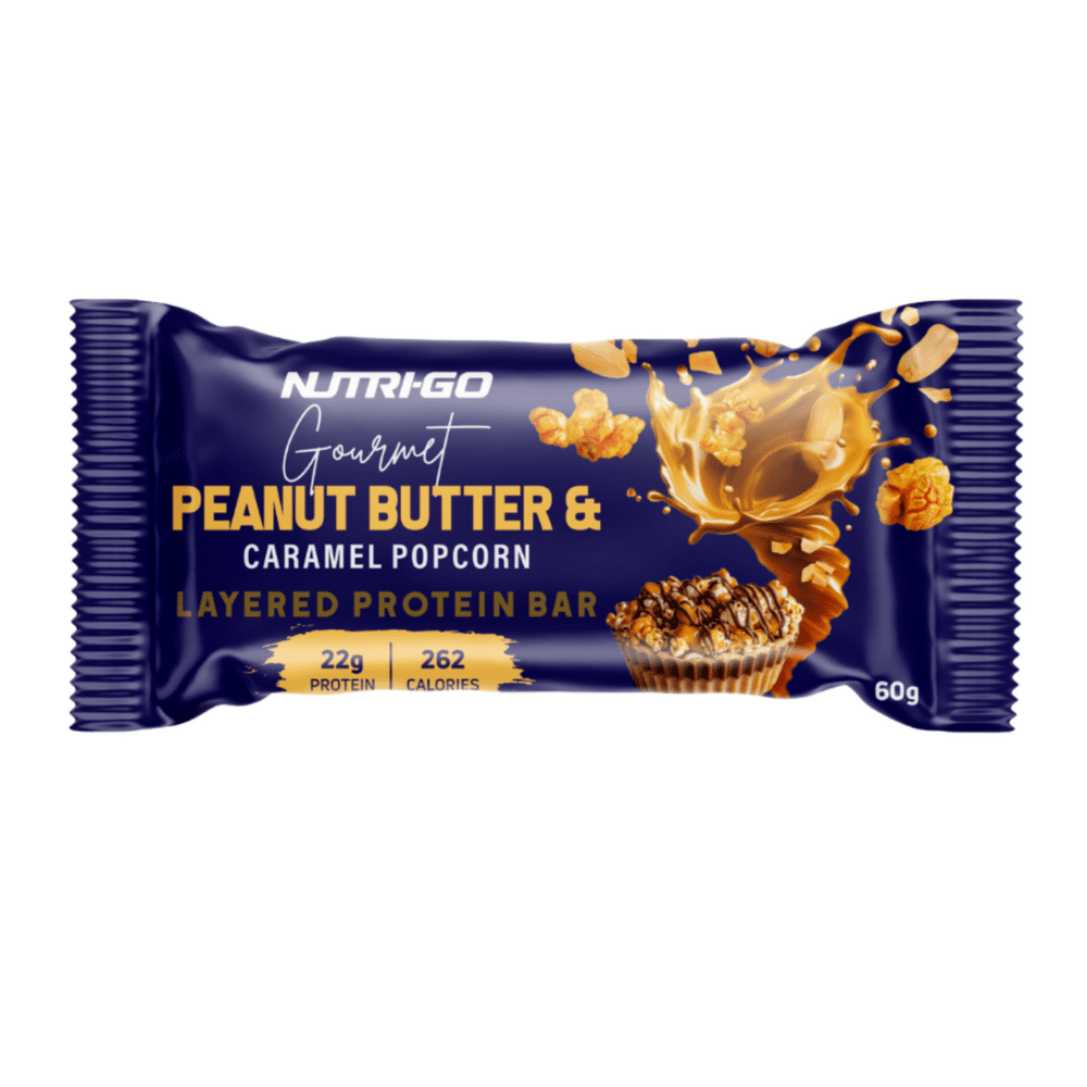Nutri-Go Layered Protein Bar - Peanut Butter & Caramel Popcorn 60g