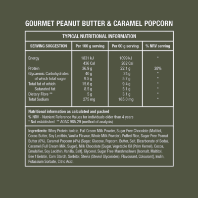 Nutri-Go Layered Protein Bar – Peanut Butter & Caramel Popcorn 60g