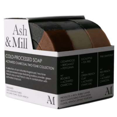 Ash & Mill Soap 3 Pack - Activated Charcoal Two-Tone Collection
