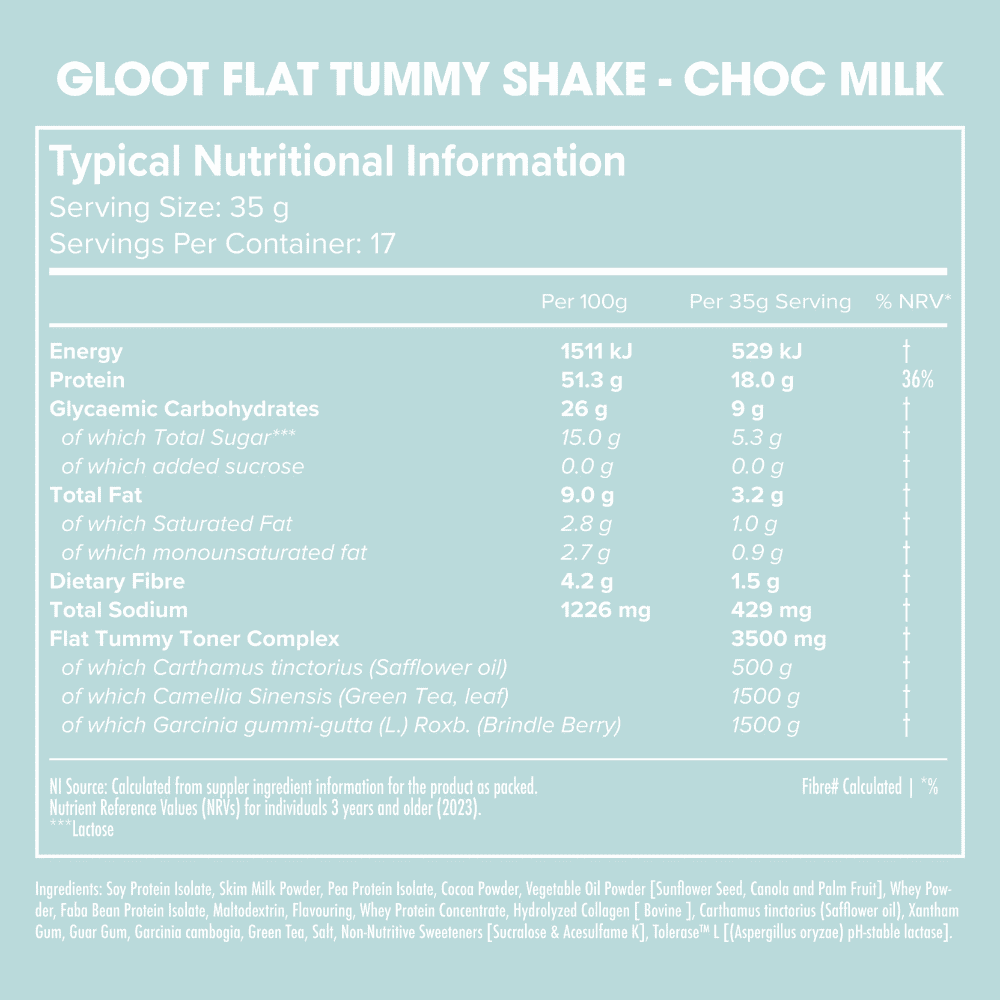 Gloot Flat Tummy Shake - Chocolate Milk 595g - Image 2