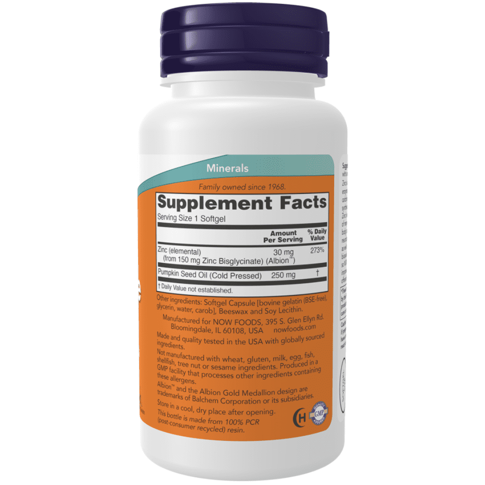 Now Zinc Glycinate 120 Softgels - Image 2