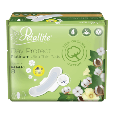 Petallite Platinum 100% Organic Cotton Day Protect Ultra Thin Pads Super+ 8
