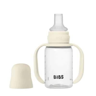 BIBS Baby Sippy Bottle 150ml Ivory - Bottle Handle | Spout Silicone Nipple