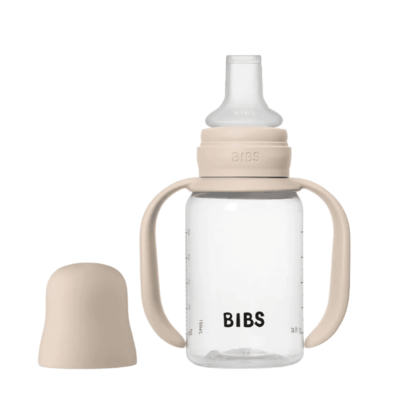 BIBS Baby Sippy Bottle Blush 150ml - Bottle Handle | Spout Slicone Nipple