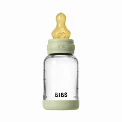 Bibs Baby Glass Bottle Sage 120ml - Slow Flow | Latex Nipple