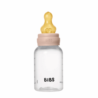Bibs Baby Plastic Bottle Blush 150ml - Slow Flow Blush | Latex Nipple
