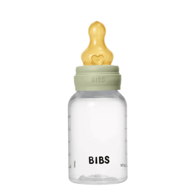 Bibs Baby Plastic Bottle Sage 150ml - Slow Flow | Latex Nipple