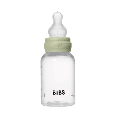 Bibs Baby Plastic Bottle Sage 150ml - Slow Flow | Silicone Nipple