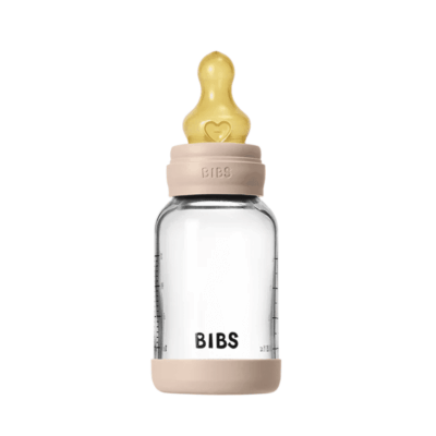 Bibs Glass Baby Bottle Blush 120ml - Slow Flow | Latex Nipple