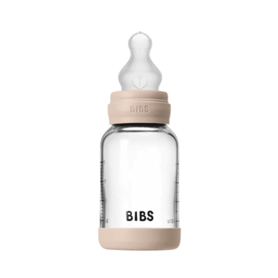 Bibs Glass Baby Bottle Blush 120ml - Slow Flow | Silicone Nipple