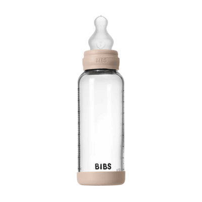 Bibs Glass Baby Bottle Blush 240ml - Medium Flow | Silicone Nipple