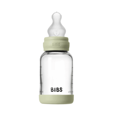 Bibs Glass Baby Bottle Sage 120ml - Slow Flow | Silicone Nipple
