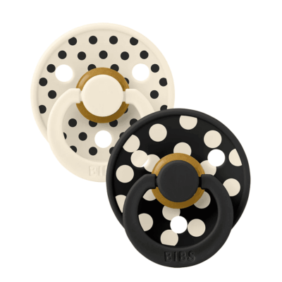 Bibs Studio Pacifier 2 Pack Polka Latex Size 1 - Ivory | Black