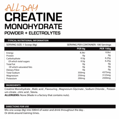 My Wellness All Day Creatine Monohydrate + Electrolytes Tropical Punch 800g