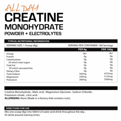 My Wellness All Day Creatine Monohydrate + Electrolytes Unflavoured 800g