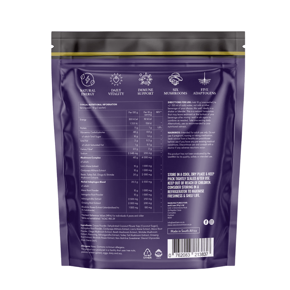 Natures Nutrition Mega Shrooms & Adaptogens 30x10g - Image 2