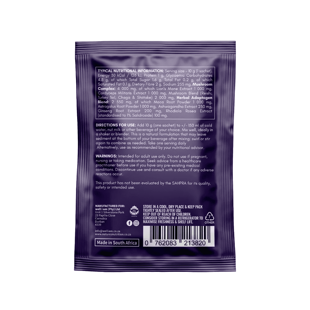 Natures Nutrition Mega Shrooms & Adaptogens Sachet 10g - Image 2