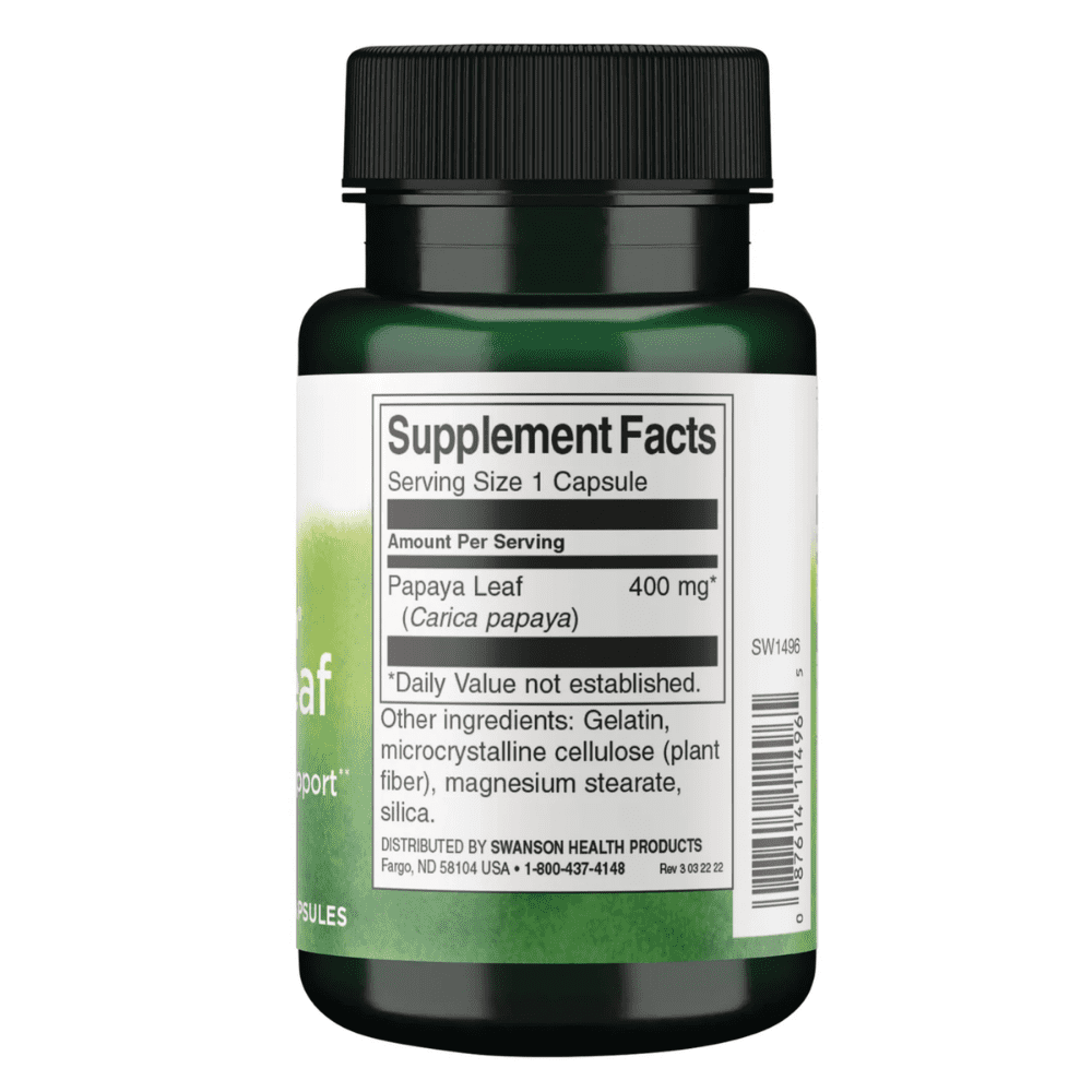 Swanson Full Spectrum Papaya Leaf Capsules 60 - Image 2