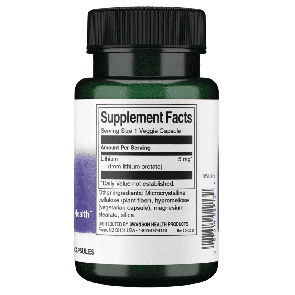Swanson Lithium Orotate Capsules 60 - Image 2