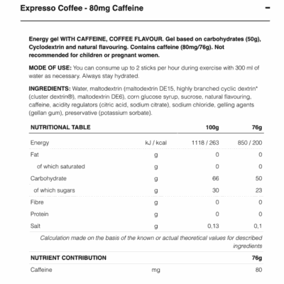 226ERS High Energy Gel Espresso Coffee Flavour 76g