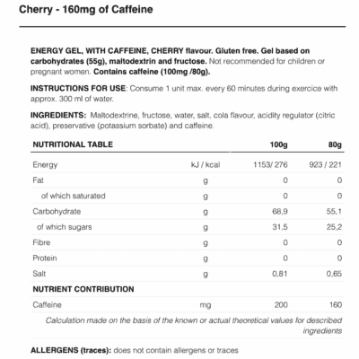 226ERS High Fructose Gel Cherry 80g Cafffeine 160g