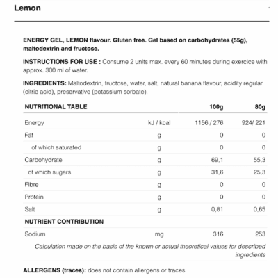 226ERS High Fructose Gel Lemon 80g