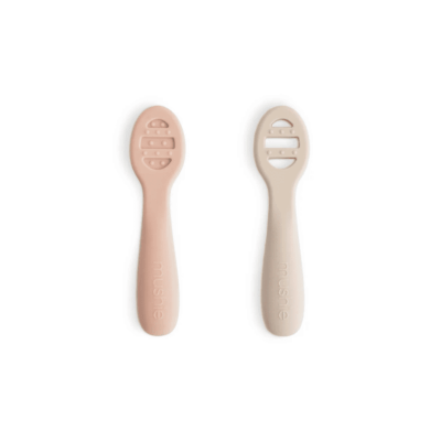 Mushie First Feeding Baby Spoons - Blush/Shifting Sand