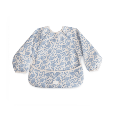 Mushie Long Sleeve Bib - Blue Flowers