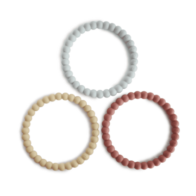 Mushie Pearl Teething Bracelet - Mellow/Terracotta/Periwinkle