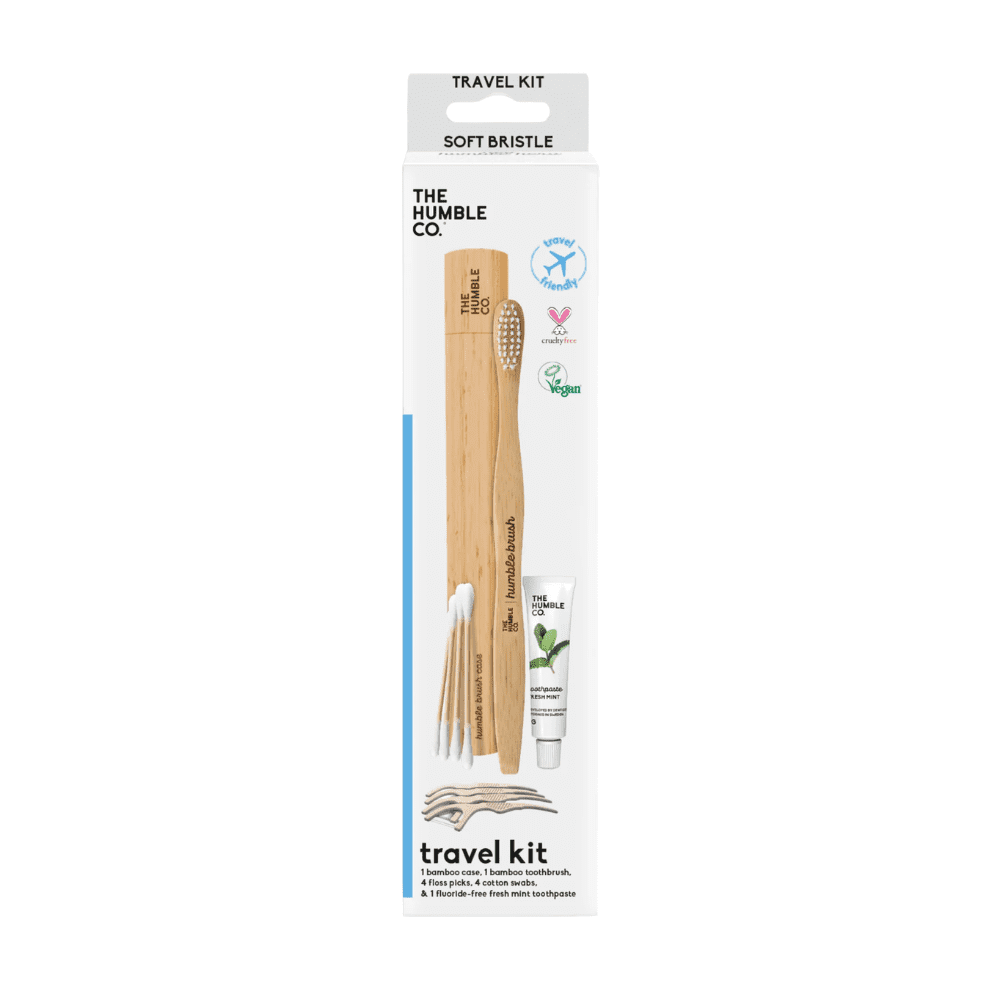 The Humble Co. Travel Kit Toothbrush, Toothpaste & Flosspicks