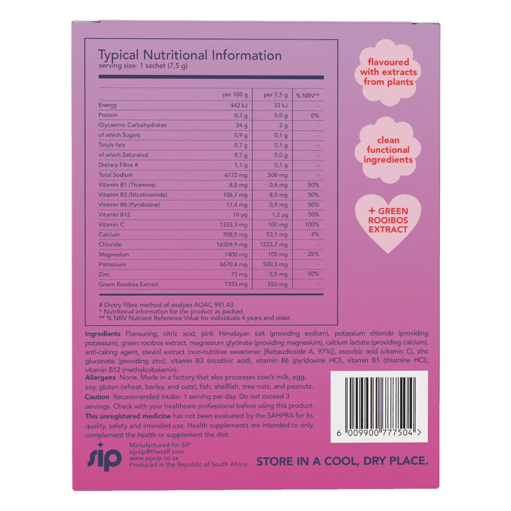 Sip Electrolytes + Green Rooibos Very Berry Tea Sachet 7.5g - Image 2